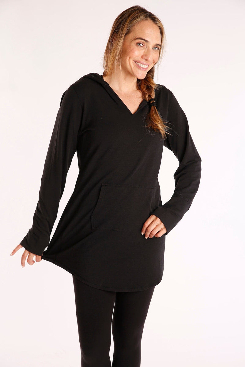 Green Apple Active New Cleo Tunic Hoodie - Black Black / Large New Cleo Tunic Hoodie - Black